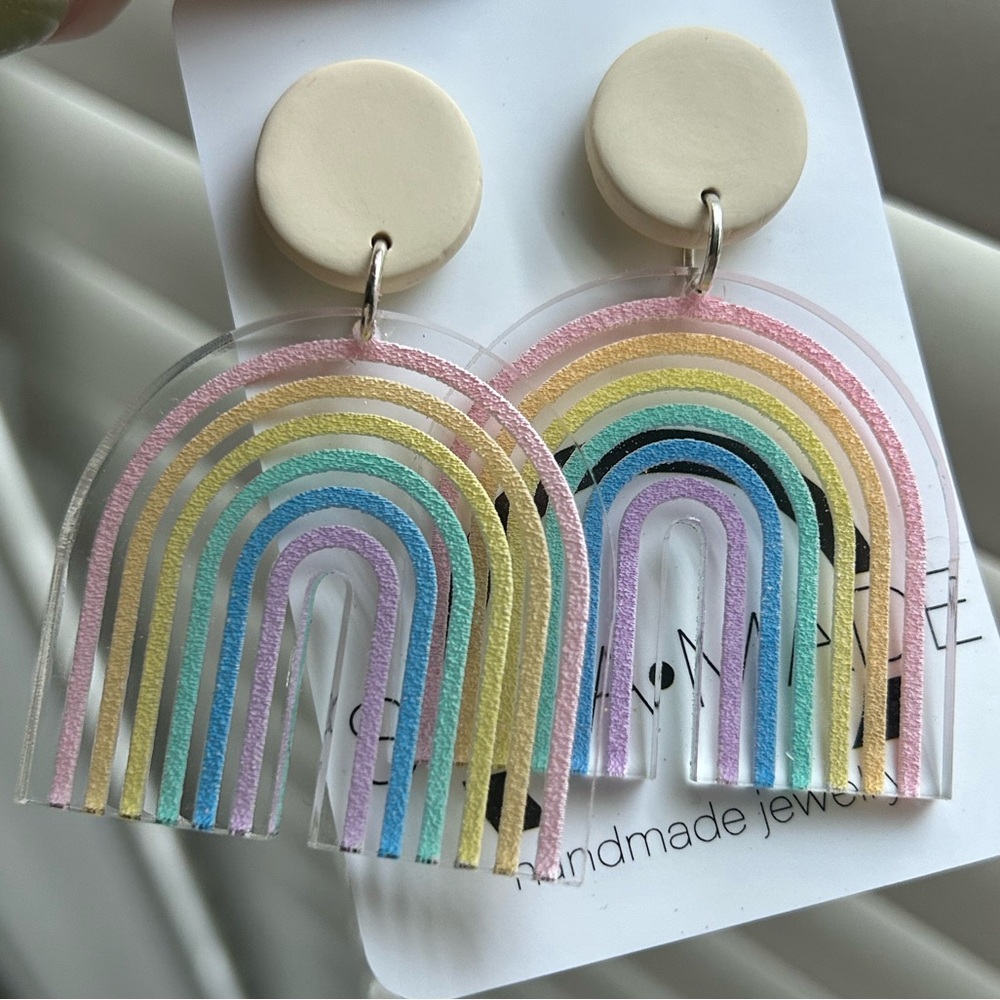 Acrylic Rainbow Post Earrings